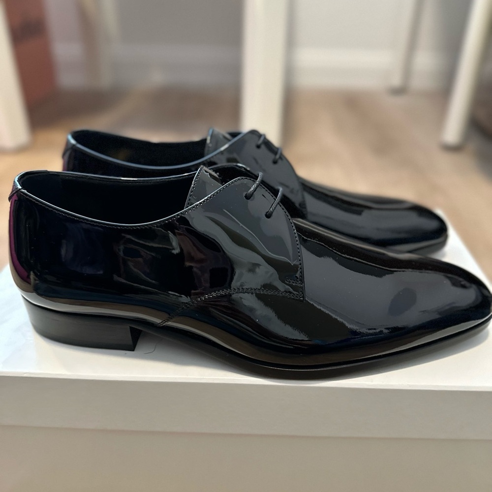 Saint Laurent Men’s Adrien Derbies in Glazed Leather - Picture 2 of 5